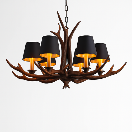 lustre en bois de cerf style vintage pour intérieur rustique