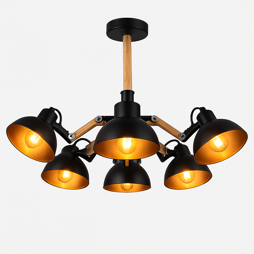 Lustre en bois et métal antique rustique Country - vue 3 sur 6