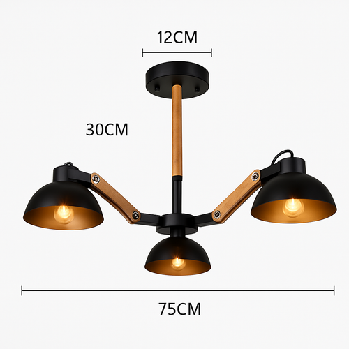 Lustre en bois et métal antique rustique Country