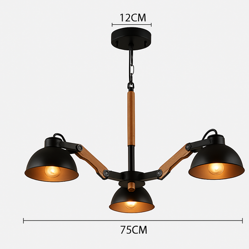 Lustre en bois et métal antique rustique Country - vue 5 sur 6