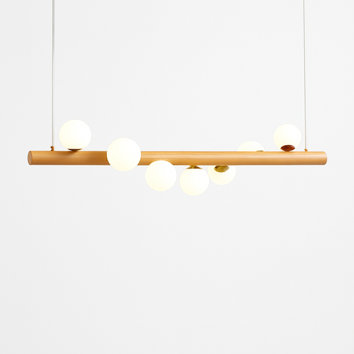 Lustre en bois LED avec plusieurs sphères au style scandinave - vue 9 sur 8