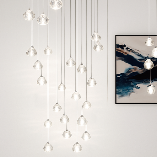 lustre en cristal design luxueux pour escalier colimaçon moderne