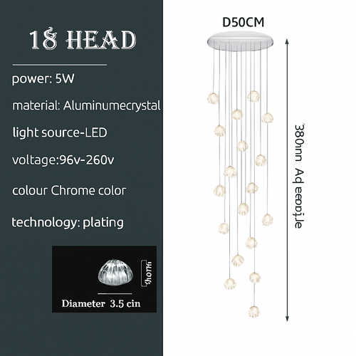 lustre en cristal design luxueux pour escalier colimaçon moderne - vue 17 sur 16