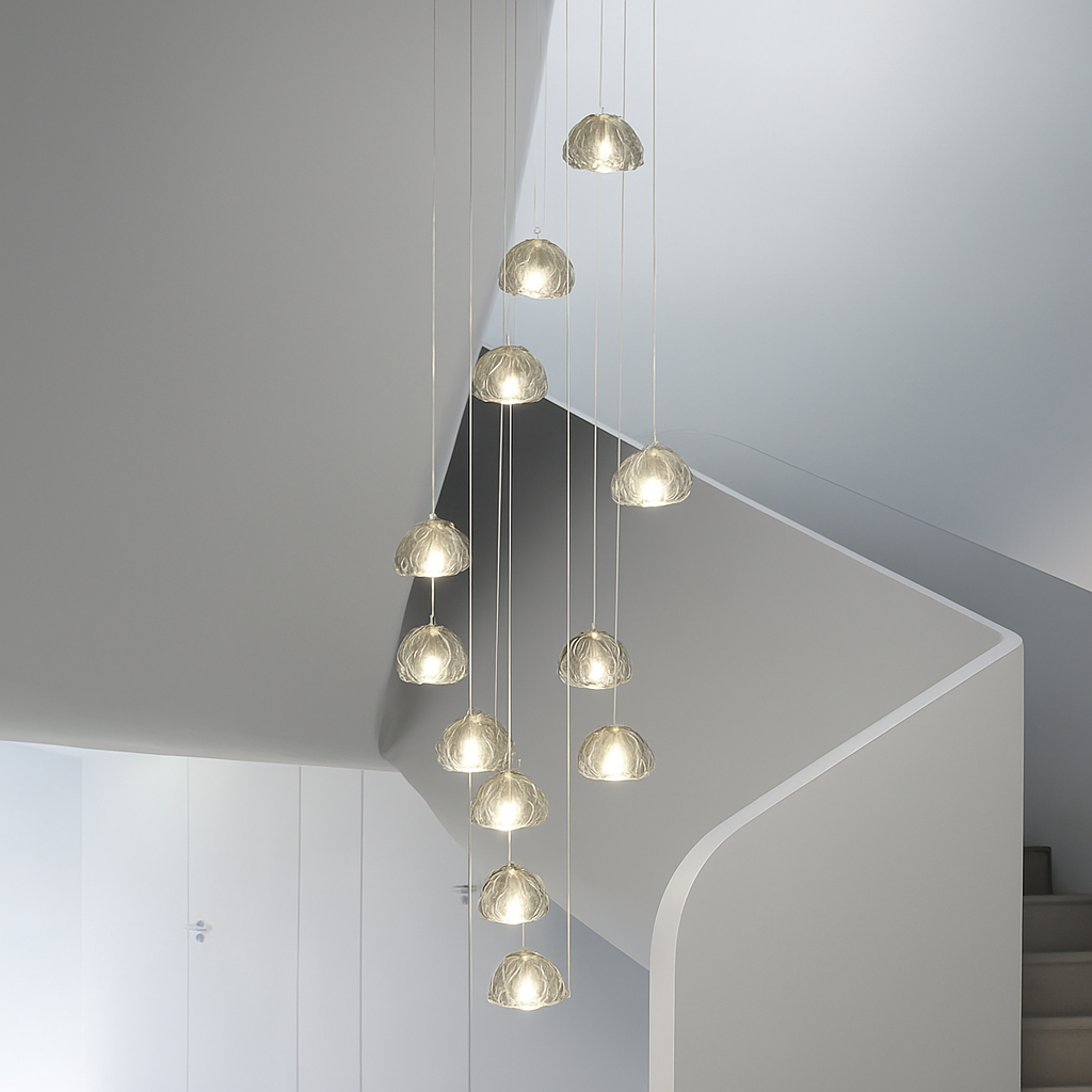 lustre en cristal design luxueux pour escalier colimaçon moderne - vue 3 sur 16