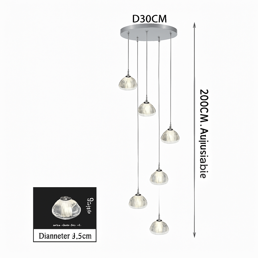 lustre en cristal design luxueux pour escalier colimaçon moderne - vue 7 sur 16