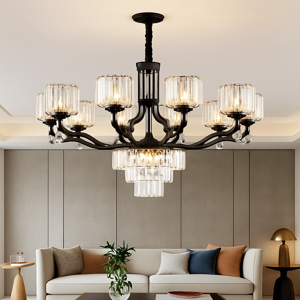 lustre en cristal moderne pour éclairage intérieur élégant - vue 2 sur 10