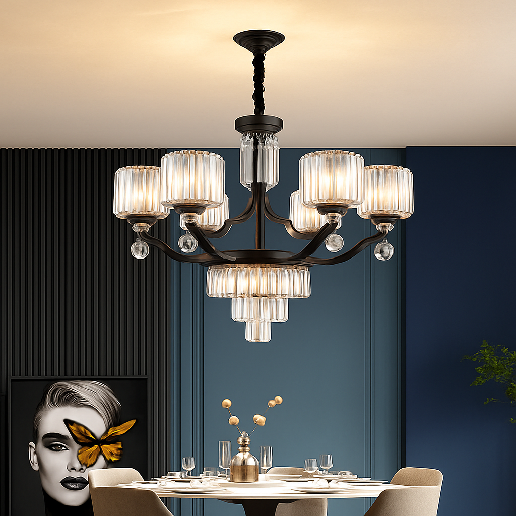 lustre en cristal moderne pour éclairage intérieur élégant - vue 4 sur 10