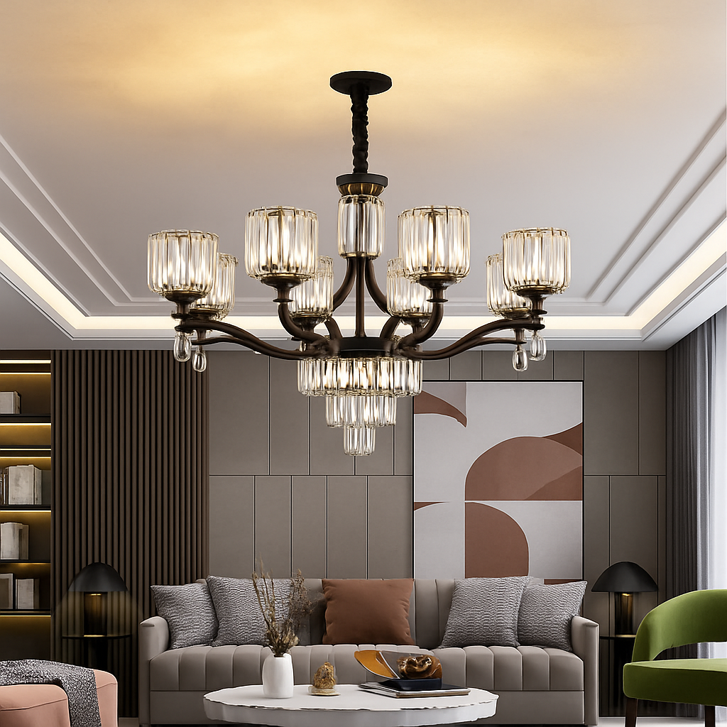 lustre en cristal moderne pour éclairage intérieur élégant - vue 5 sur 10