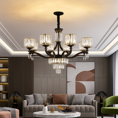 lustre en cristal moderne pour éclairage intérieur élégant