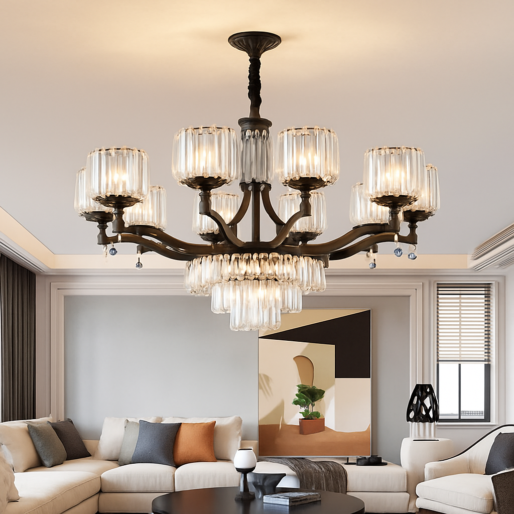 lustre en cristal moderne pour éclairage intérieur élégant - vue 6 sur 10