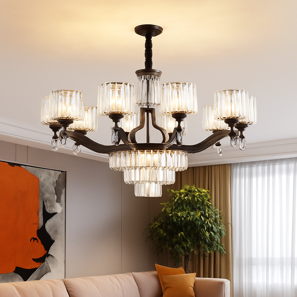 lustre en cristal moderne pour éclairage intérieur élégant - vue 7 sur 10