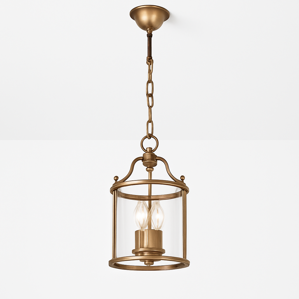 lustre en cuivre style vintage américain avec cage à oiseaux - vue 8 sur 9
