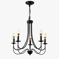 lustre en fer forgé noir 5 ampoules style industriel vintage américain