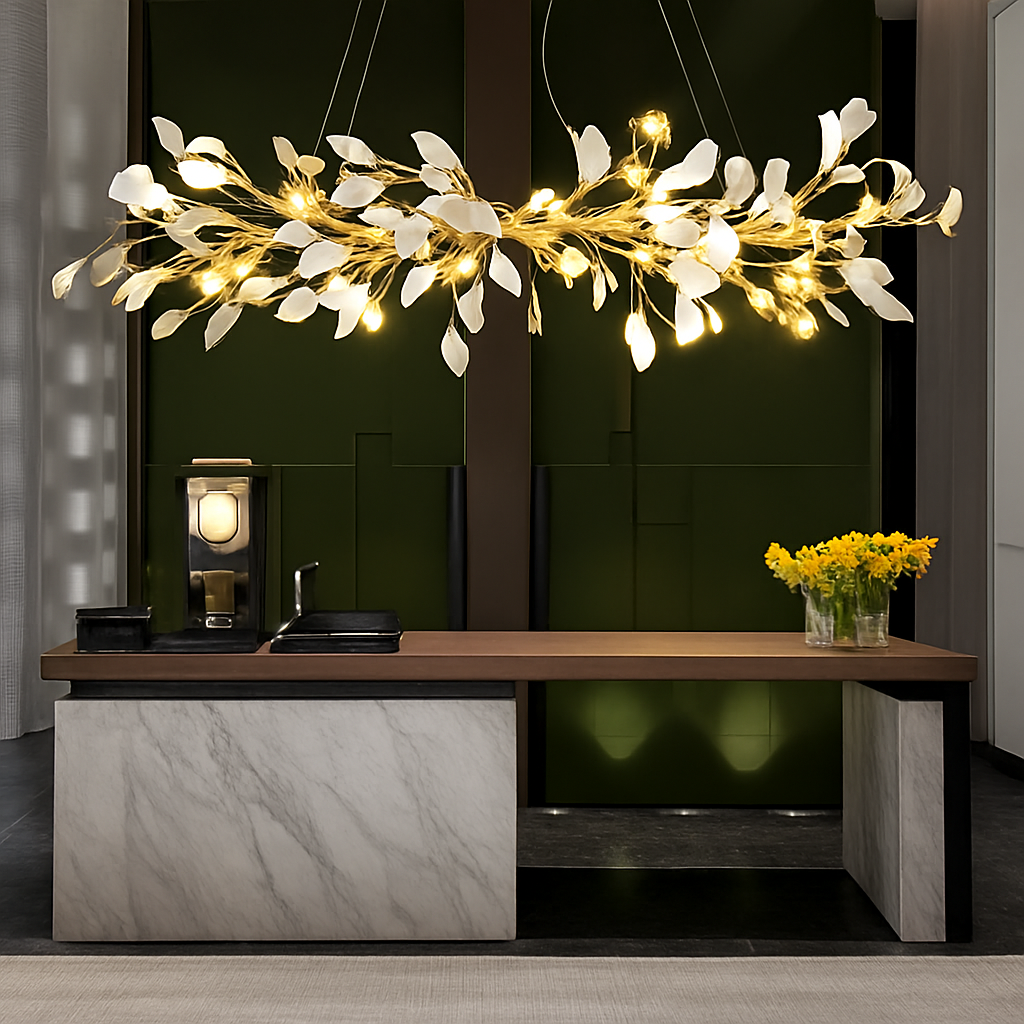 lustre en feuille de ginkgo pour décoration intérieure - vue 5 sur 9