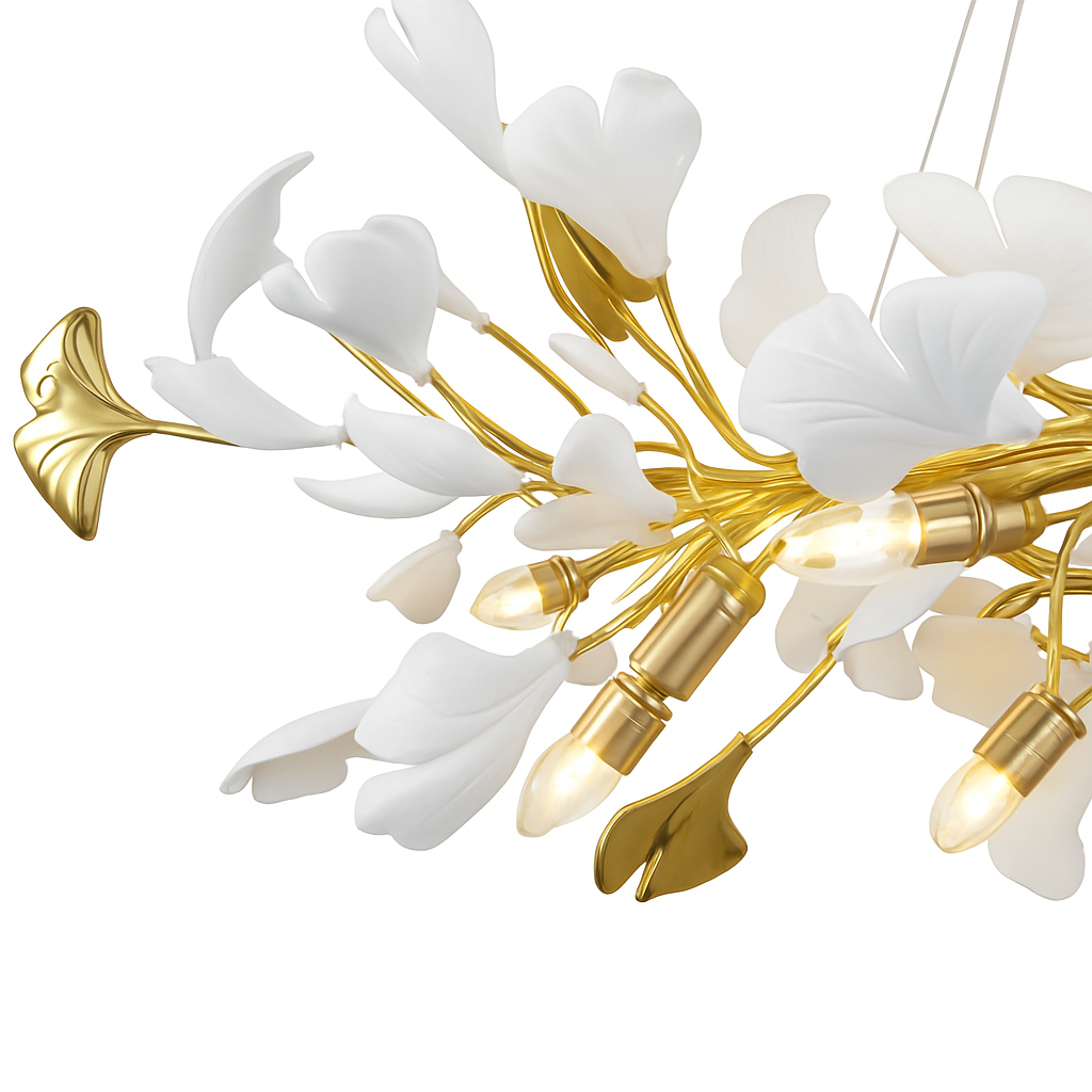 lustre en feuille de ginkgo pour décoration intérieure - vue 6 sur 9