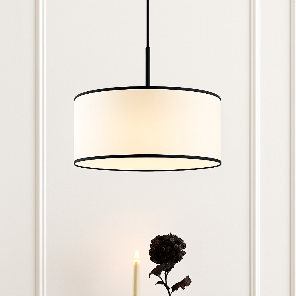 lustre en tissu led suspension design nordique moderne - vue 3 sur 9