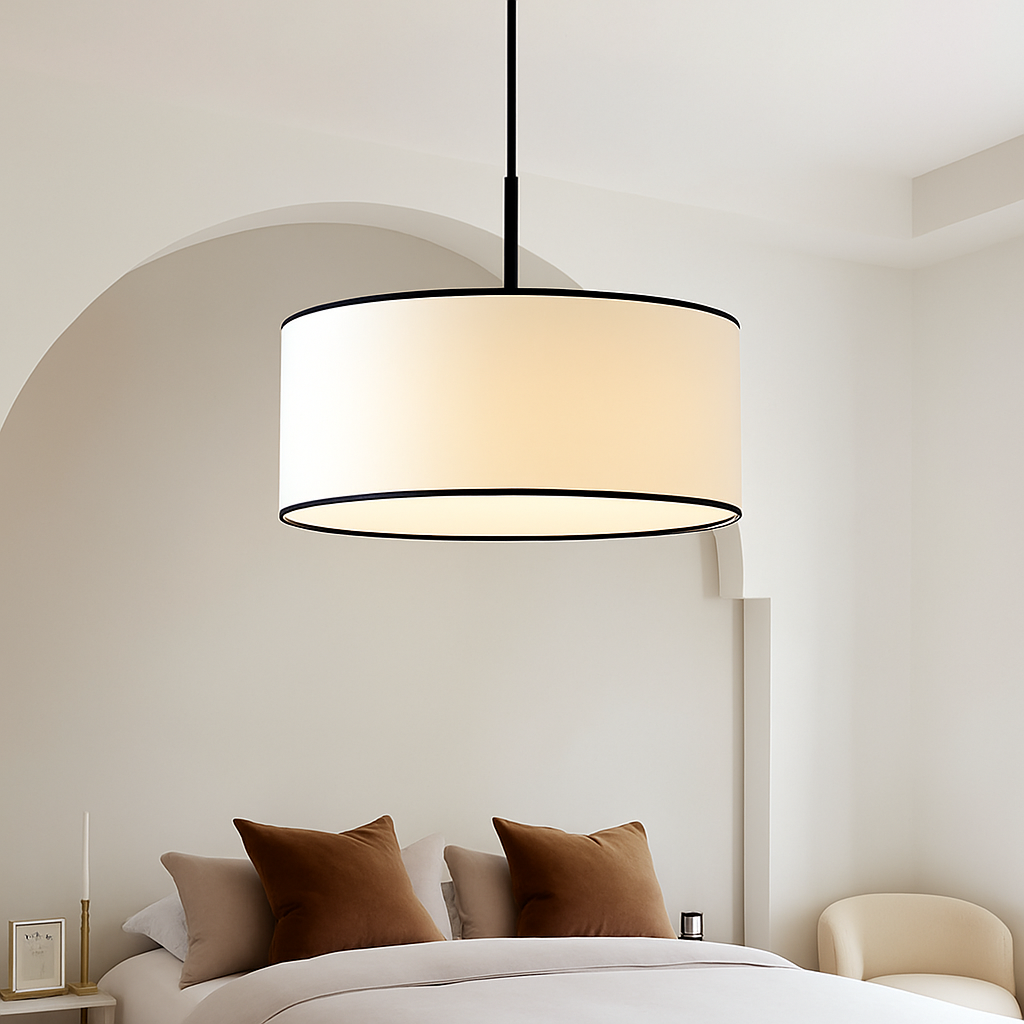 lustre en tissu led suspension design nordique moderne - vue 4 sur 9