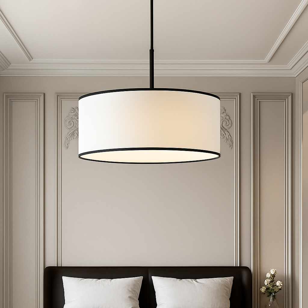 lustre en tissu led suspension design nordique moderne - vue 5 sur 9