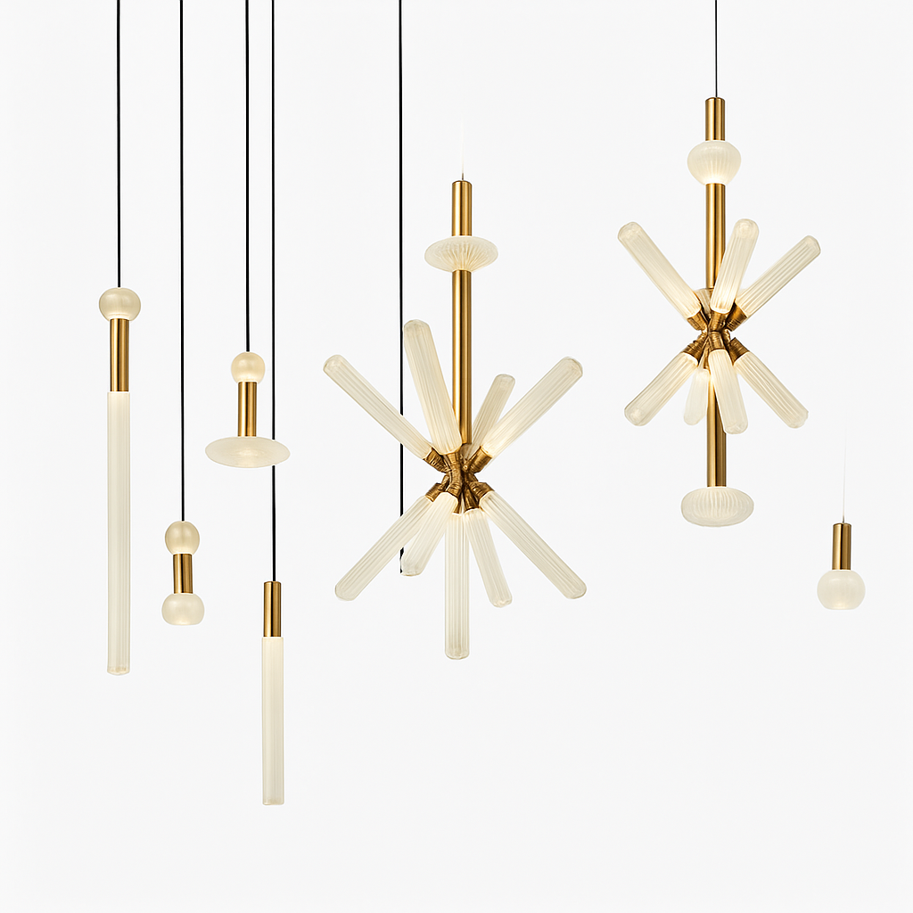 lustre en verre transparent design moderne pour espaces commerciaux et privés