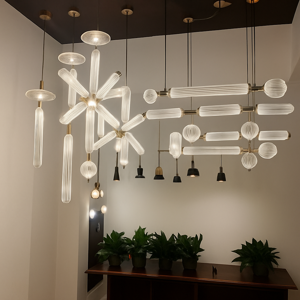 lustre en verre transparent design moderne pour espaces commerciaux et privés - vue 6 sur 21