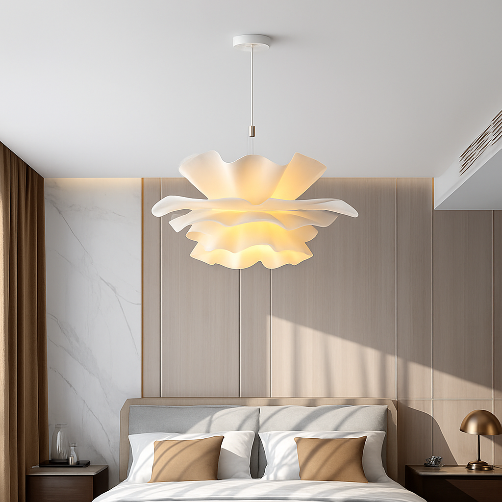 Lustre à fleurs blanches design nordique suspension pour chambre salon Bar lampe à manger chambre d'enfants suspension danoise - vue 6 sur 14