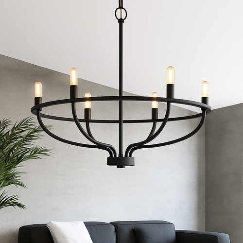 lustre industriel rétro en fer à 6 têtes pour décoration intérieure