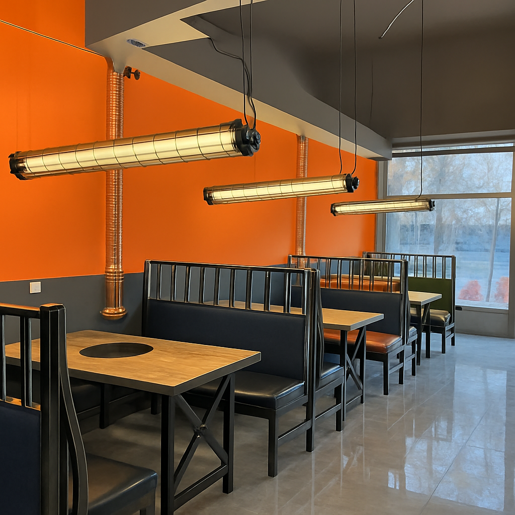lustre industriel rétro en métal avec lumière led - vue 5 sur 15
