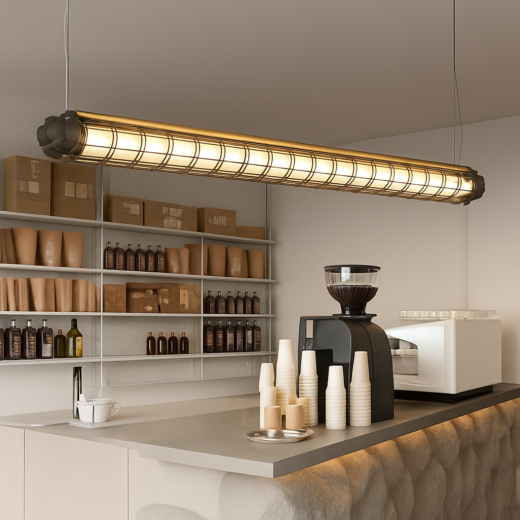 lustre industriel rétro en métal avec lumière led - vue 7 sur 15