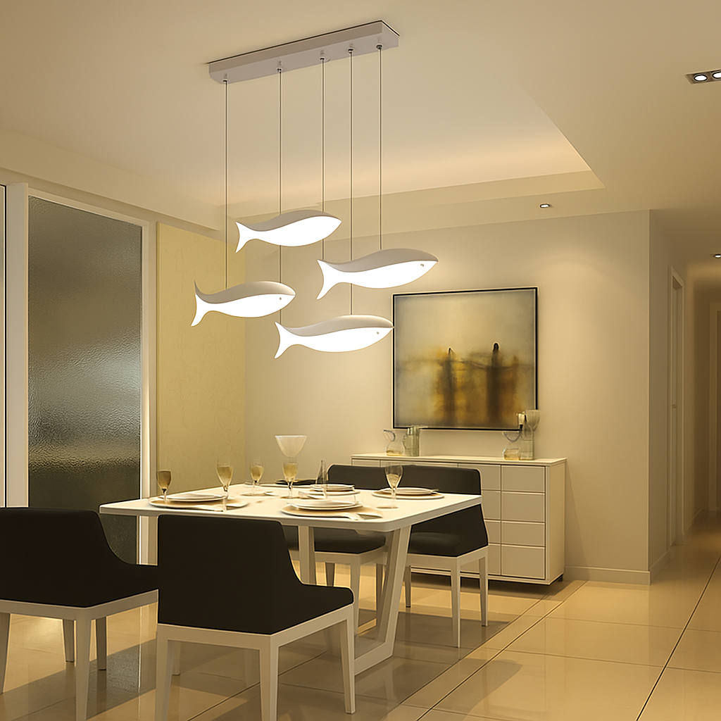 lustre led acrylique suspendu forme de poisson moderne - vue 2 sur 6