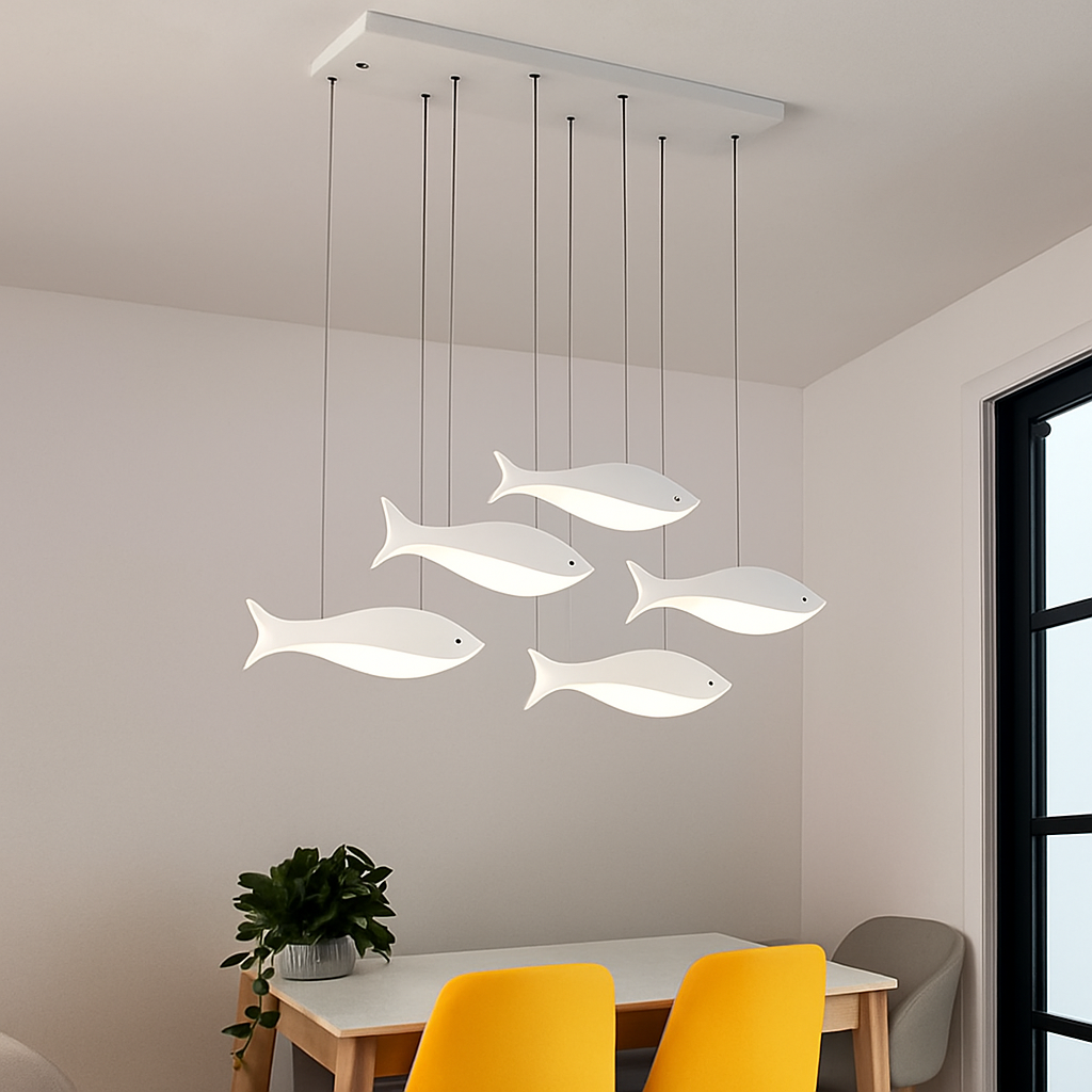 lustre led acrylique suspendu forme de poisson moderne - vue 3 sur 6