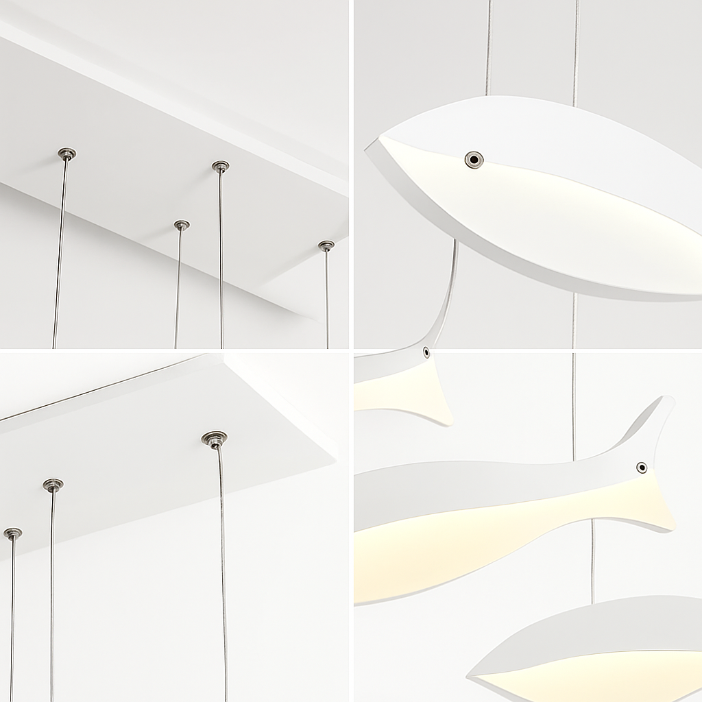 lustre led acrylique suspendu forme de poisson moderne - vue 5 sur 6