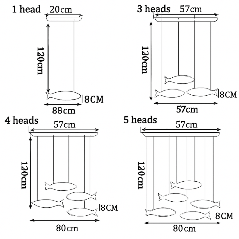 lustre led acrylique suspendu forme de poisson moderne