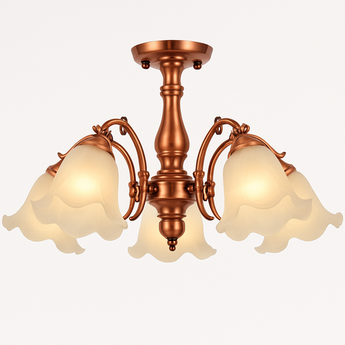 Lustre à LED avec abat-jour en fleurs