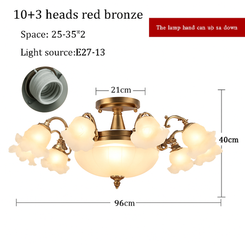 Lustre à LED avec abat-jour en fleurs