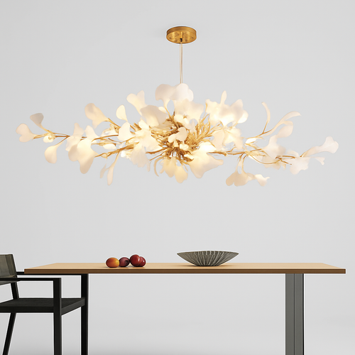 lustre led de luxe moderne en céramique motif ginkgo art villa - vue 2 sur 16