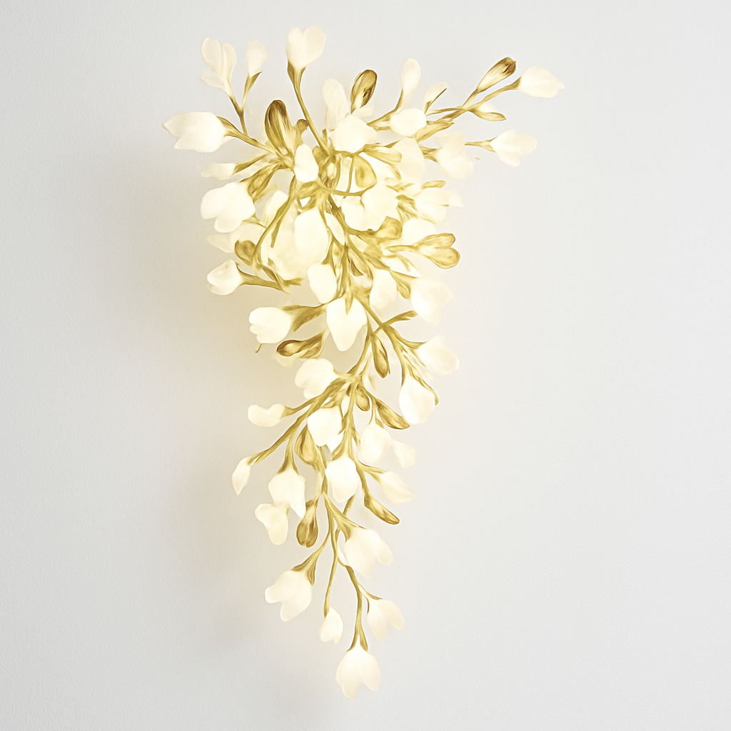 lustre led de luxe moderne en céramique motif ginkgo art villa - vue 4 sur 16