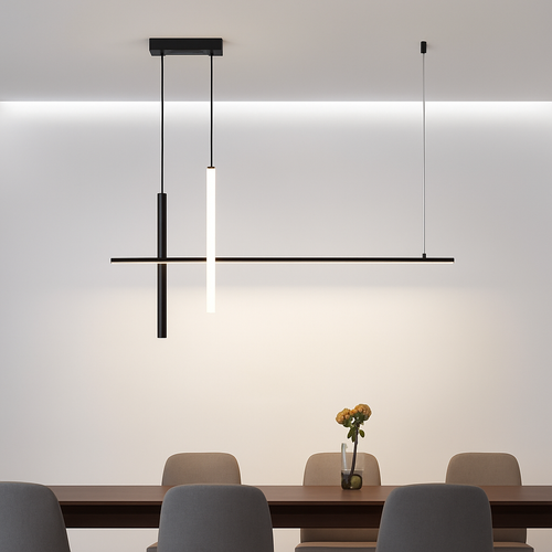 Lustre led dimmable noir minimaliste moderne