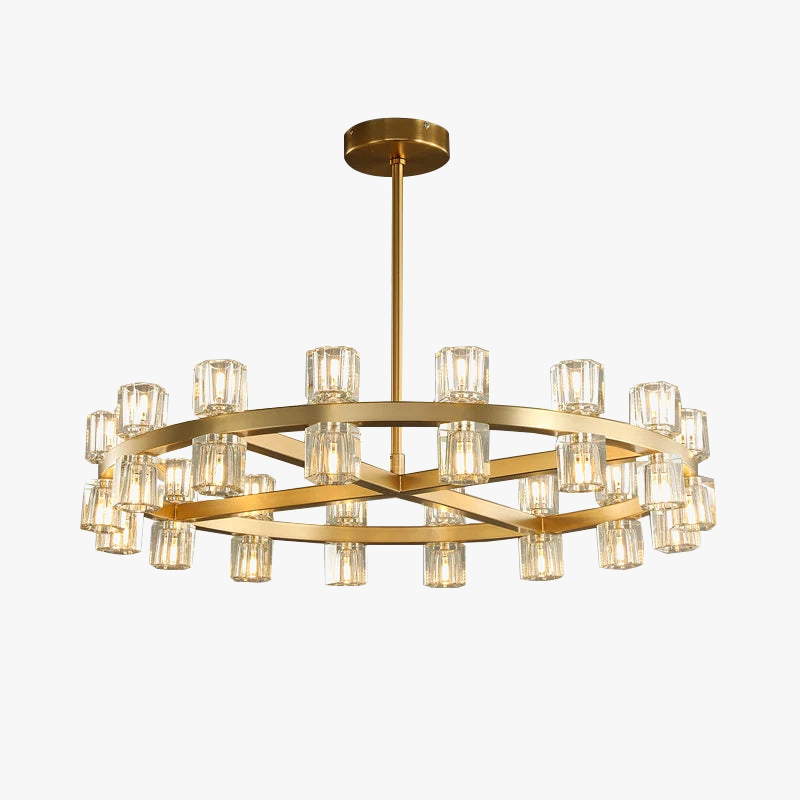 lustre led en cuivre et cristal design moderne luxueux