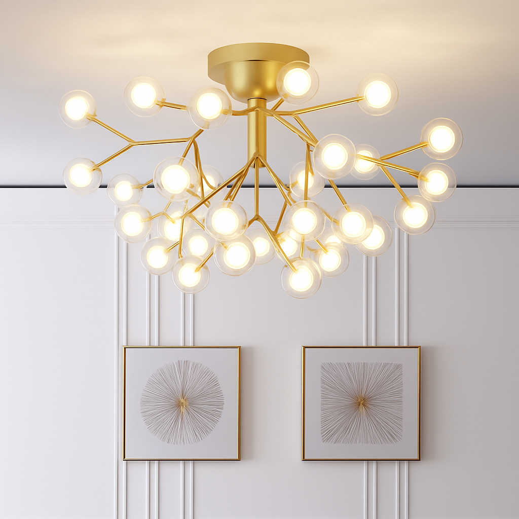 lustre à LED luciole nordique avec bulles de verre décoratives - vue 2 sur 8