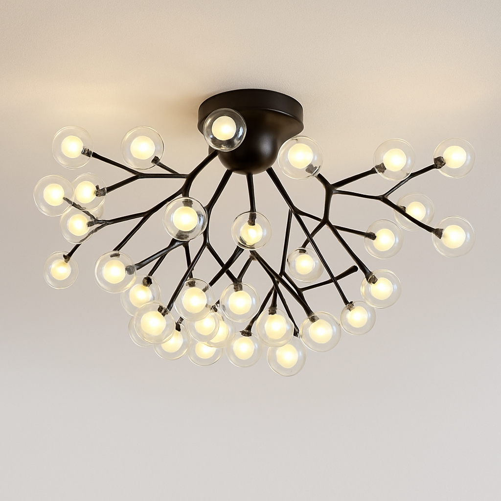 lustre à LED luciole nordique avec bulles de verre décoratives - vue 8 sur 8