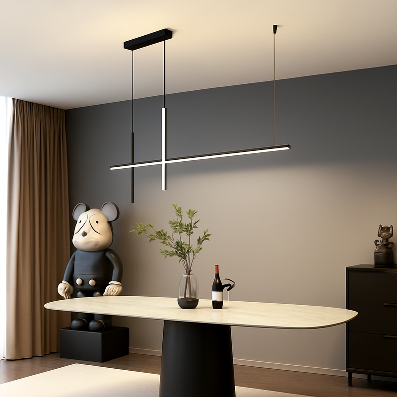 Lustre Led minimaliste moderne dimmable noir pour Table salle à manger cuisine Bar Suspension éclairage Suspension Design Lustre