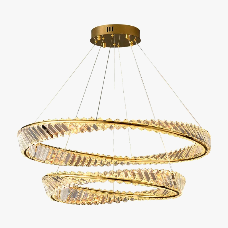 lustre led moderne en cristal k9 avec anneau irrégulier