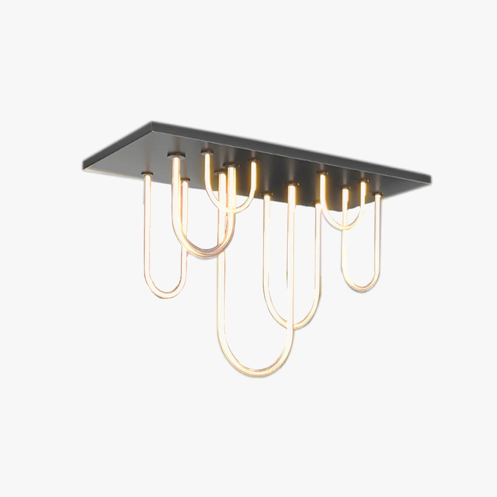 lustre led rectangulaire en acier inoxydable à intensité variable