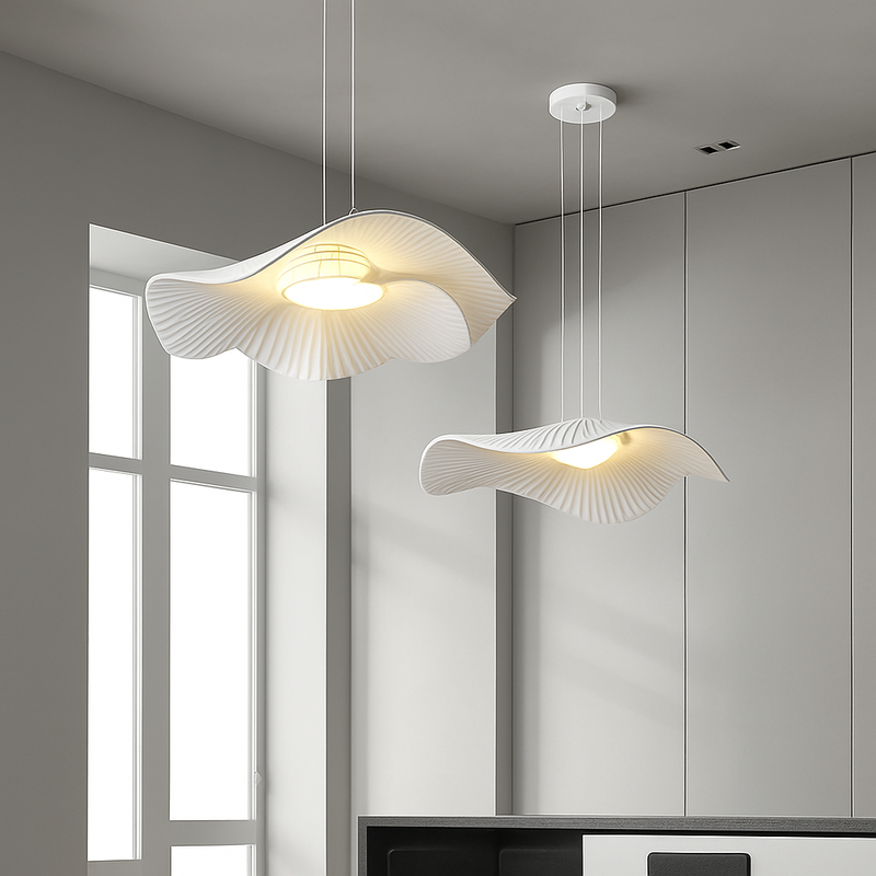 lustre minimaliste nordique en tissu design feuille de lotus