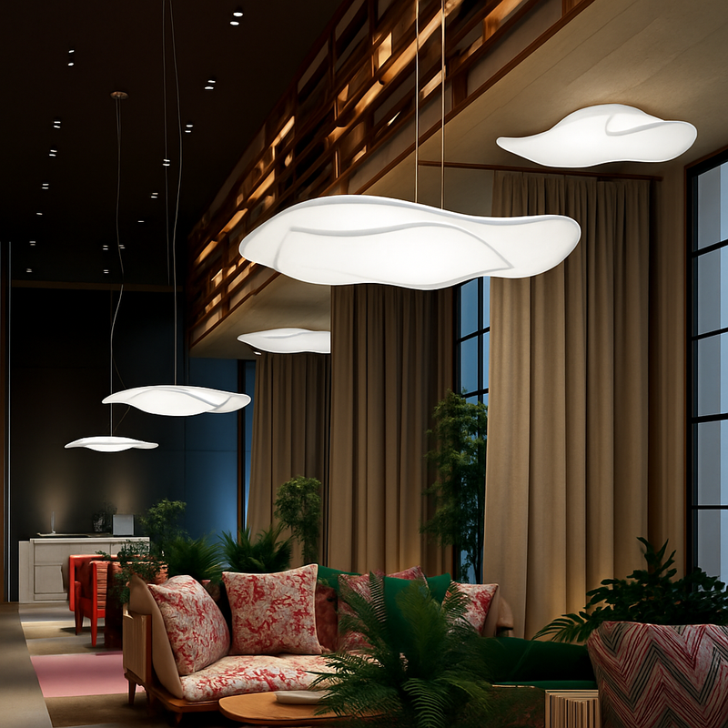 lustre minimaliste nordique en tissu design feuille de lotus