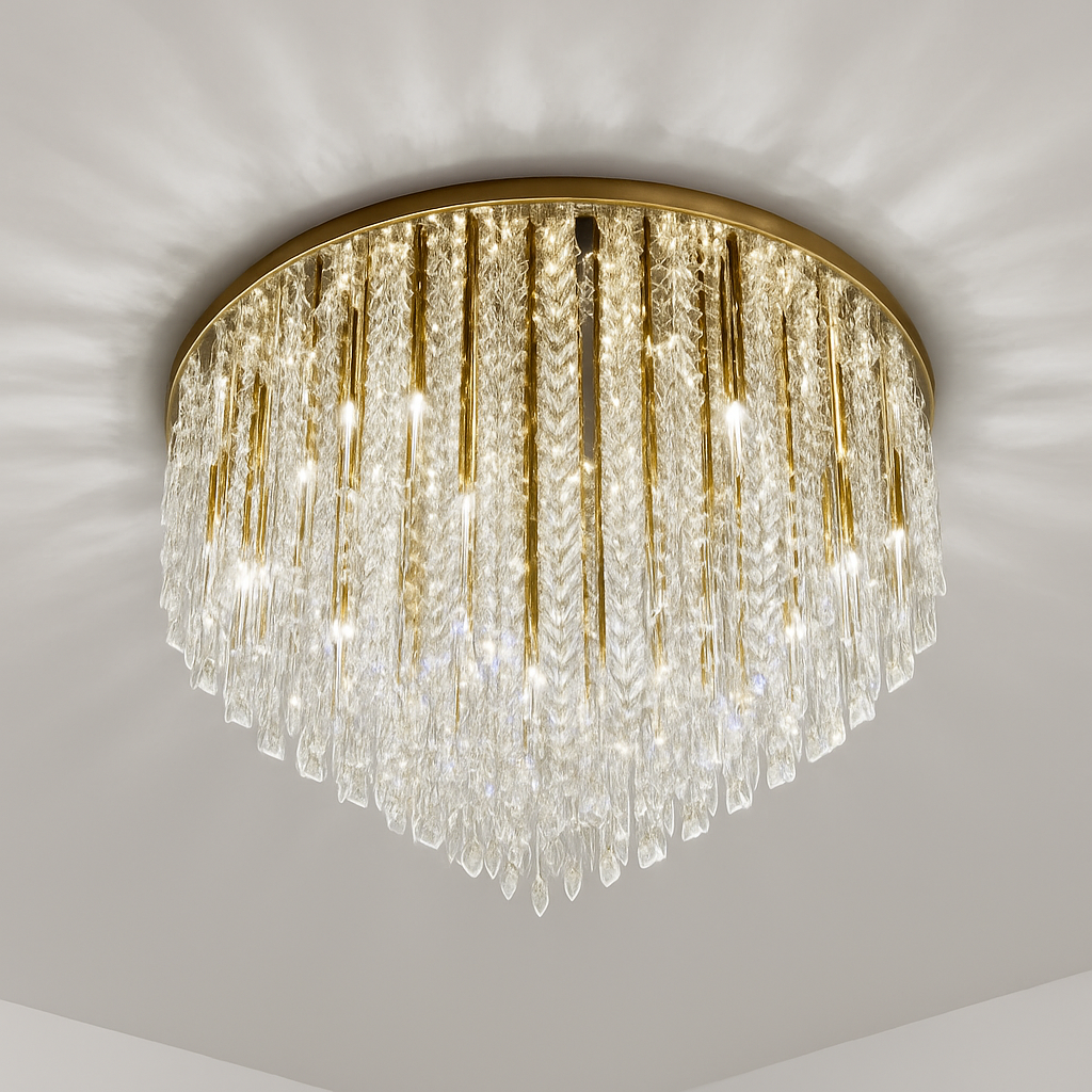 lustre moderne en acier led avec cristaux art déco - vue 5 sur 18