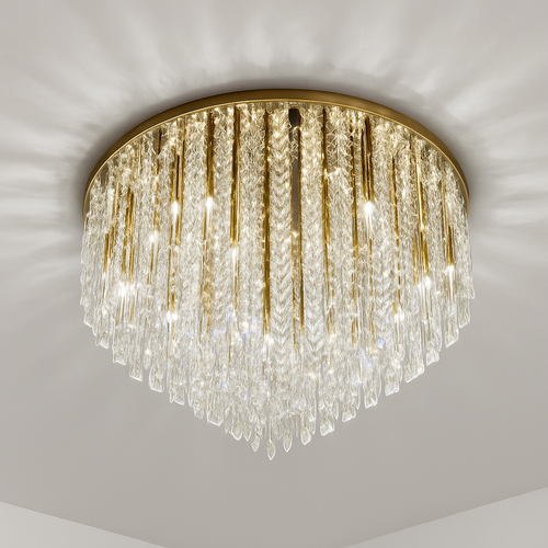 lustre moderne en acier led avec cristaux art déco