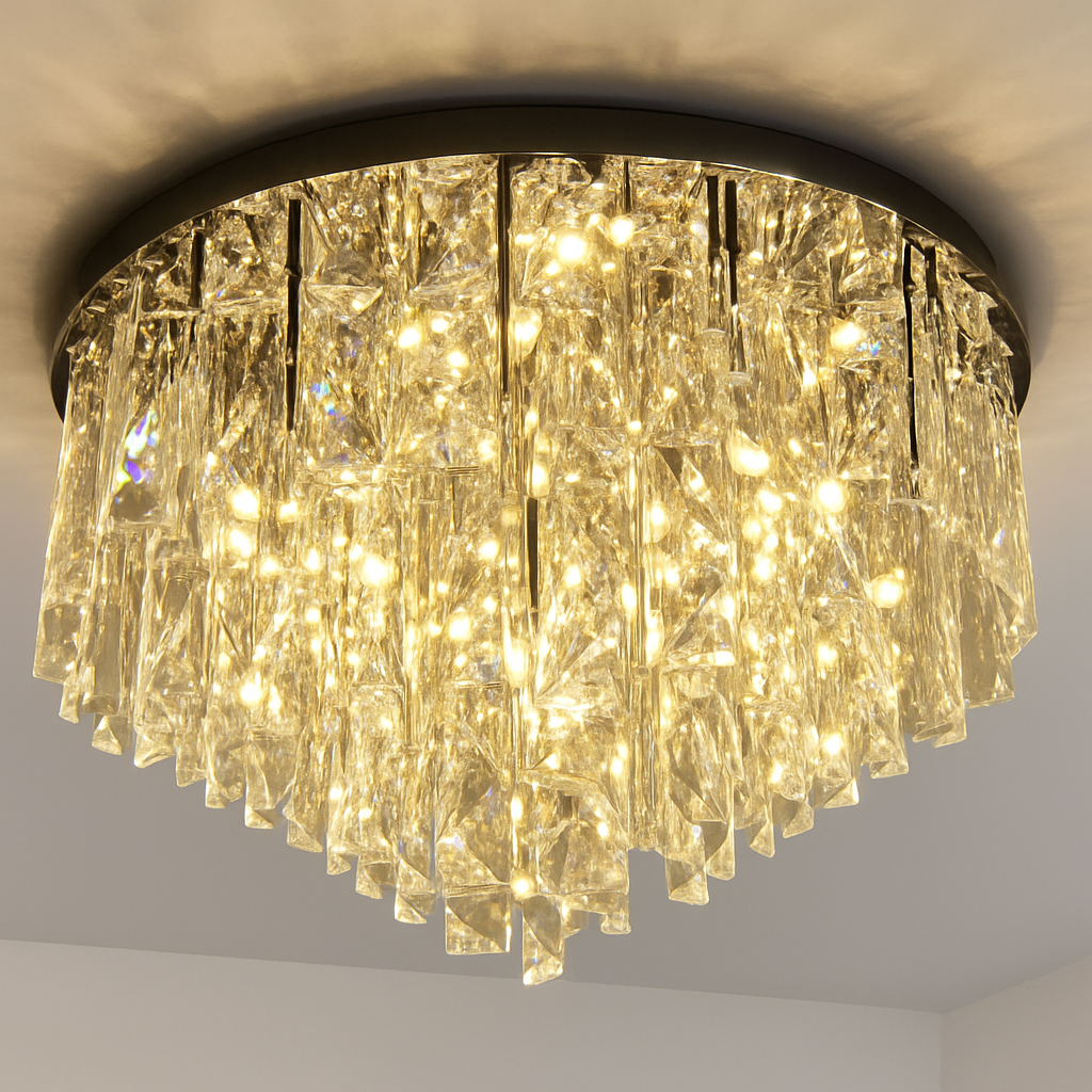 lustre moderne en acier led avec cristaux art déco - vue 6 sur 18