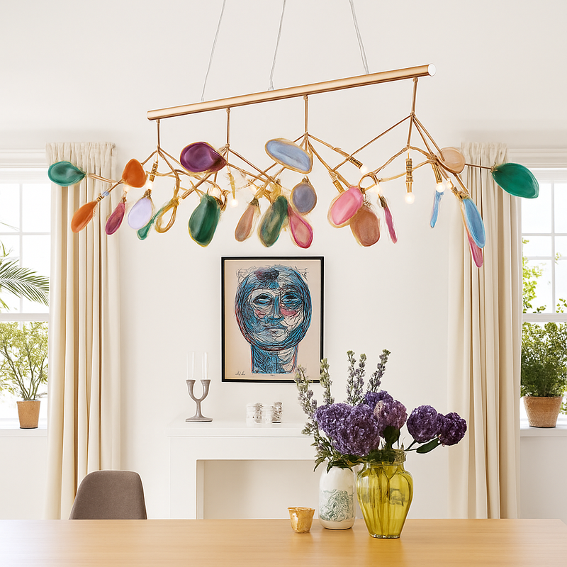 lustre moderne en agate naturelle pour décoration intérieure