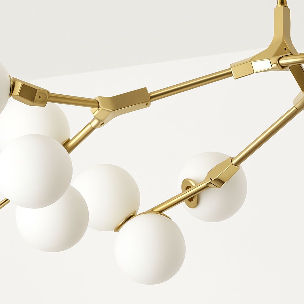 lustre moderne en verre avec branches led suspendues - vue 4 sur 12